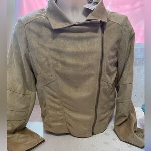Rue 21 Taupe Full Zip Lined/ No Pocket Suede Moto Jacket